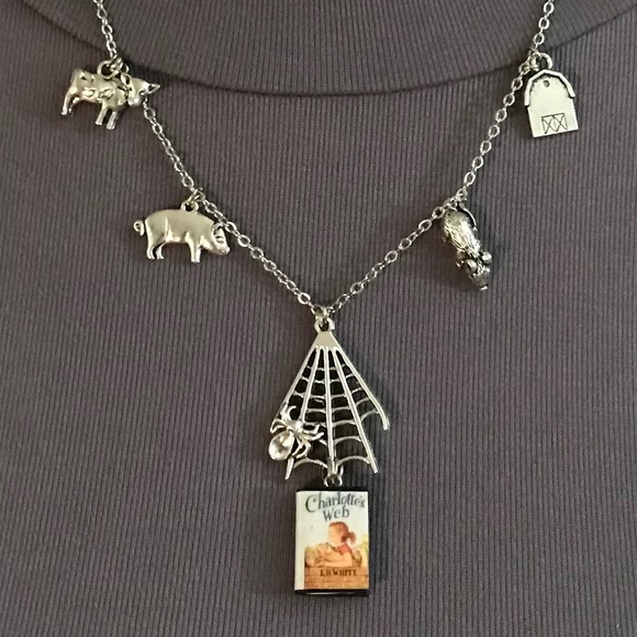 Charlotte’s Web by E. B. White Handmade Literature Necklace, Book Cover, Spider - Picture 8 of 16